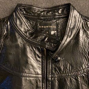 Bagatelle black leather motorcycle jacket. Medium
